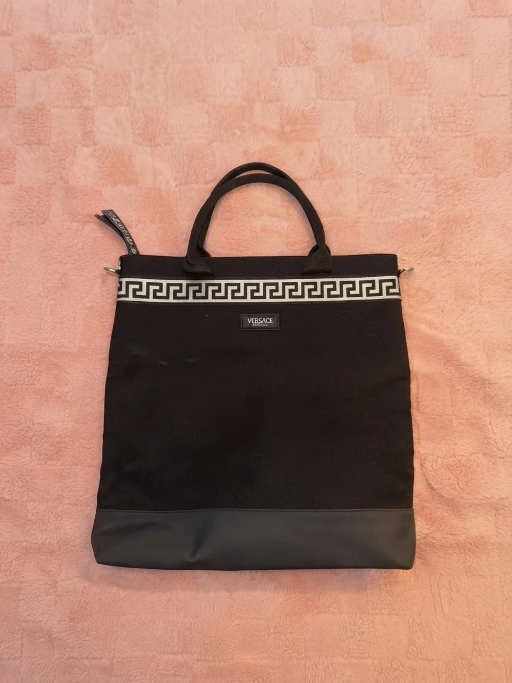 Versace Black Canvas Tote bag/ Messenger bag